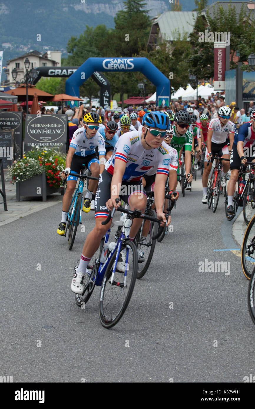 Tour de l'Avenir in Saint-Gervais-Les-Bains August 2017 Stock Photo