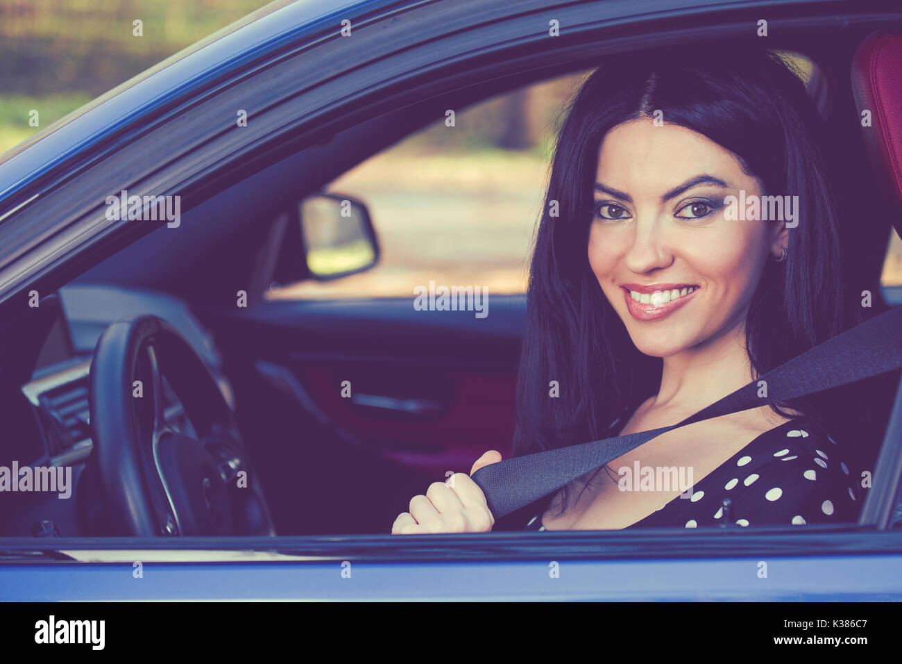 Woman car seatbelt seat belt hi-res stock photography and images - Alamy
