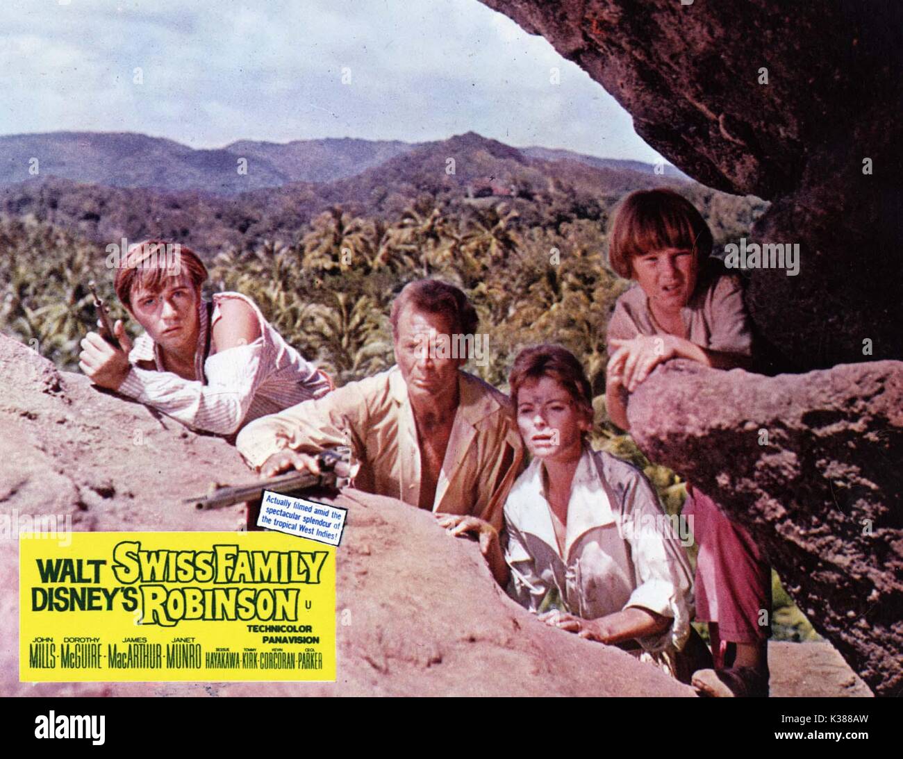 SWISS FAMILY ROBINSON TOMMY KIRK, JOHN MILLS, DOROTHY McGUIRE AND KEVIN  CORCORAN A WALT DISNEY FILM Date: 1960 Stock Photo - Alamy