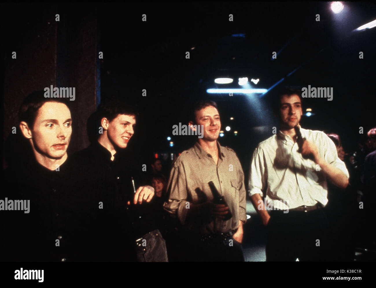 24 HOUR PARTY PEOPLE 1st left, SEAN HARRIS as Ian Curtis, 3rd from left, JOHN SIMM AS Bernard Sumner   24 HOUR PARTY PEOPLE 1st left, SEAN HARRIS as Ian Curtis, 3rd from left, JOHN SIMM AS Bernard Sumner     Date: 2002 Stock Photo