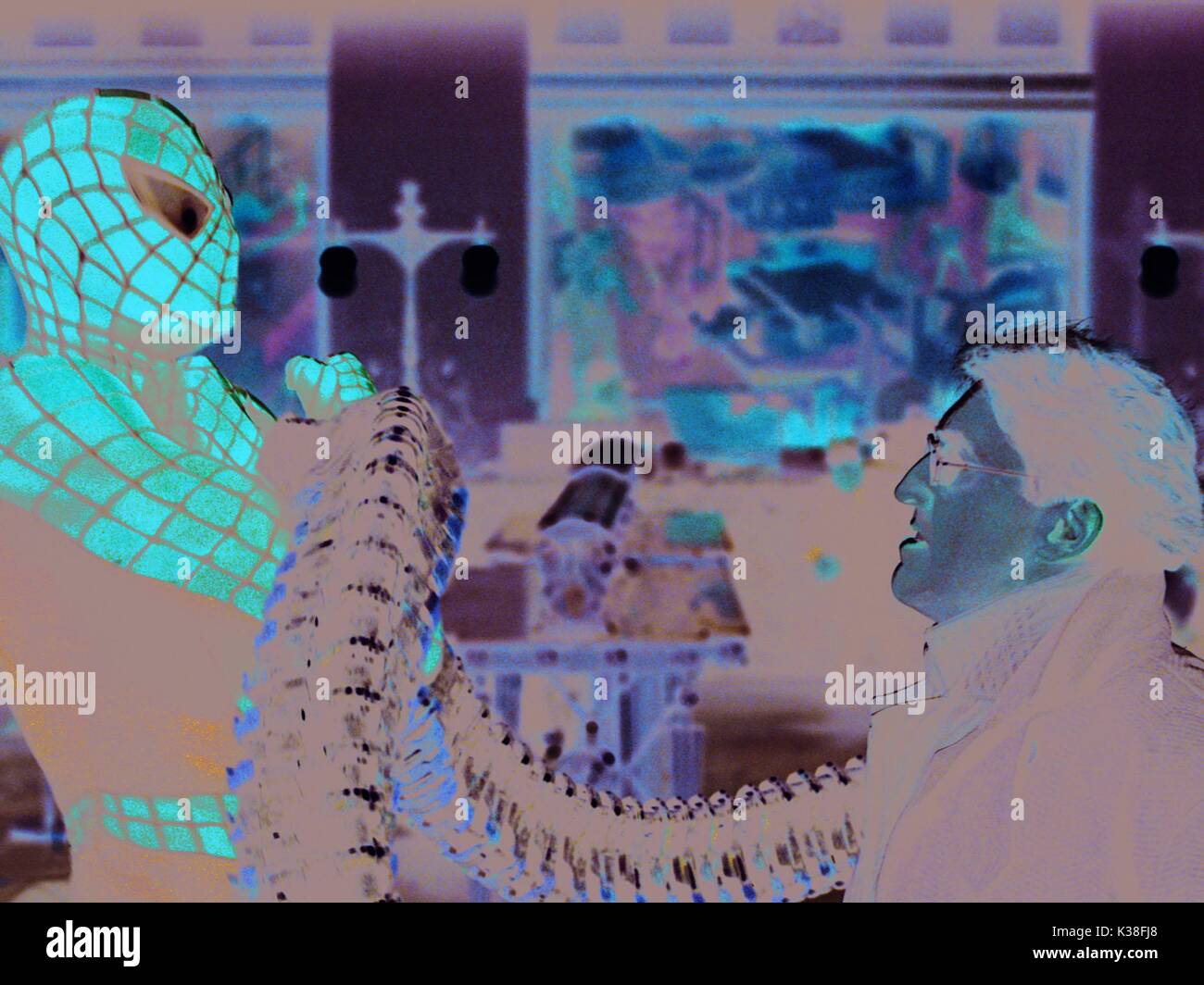 Spider Man 2 Tobey Maguire And Alfred Molina Subject Comic Book Hero Super Heroes Super Villians Date 2004 Stock Photo Alamy
