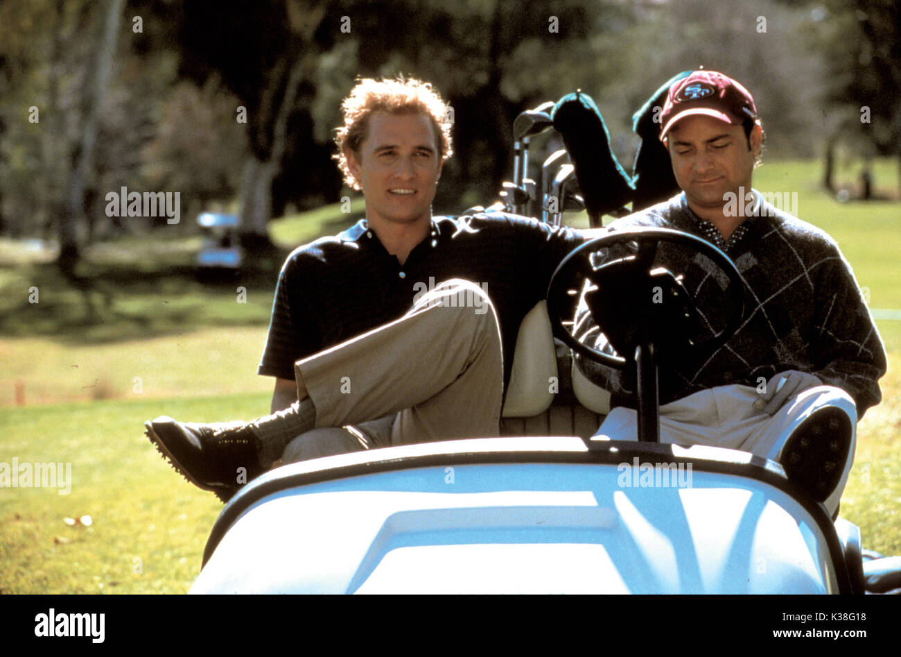 WEDDING PLANNER MATTHEW MCCONAUGHEY AND KEVIN POLLAK SUBJECT: GOLF, GOLF CART, DOCTORS     Date: 2001 Stock Photo