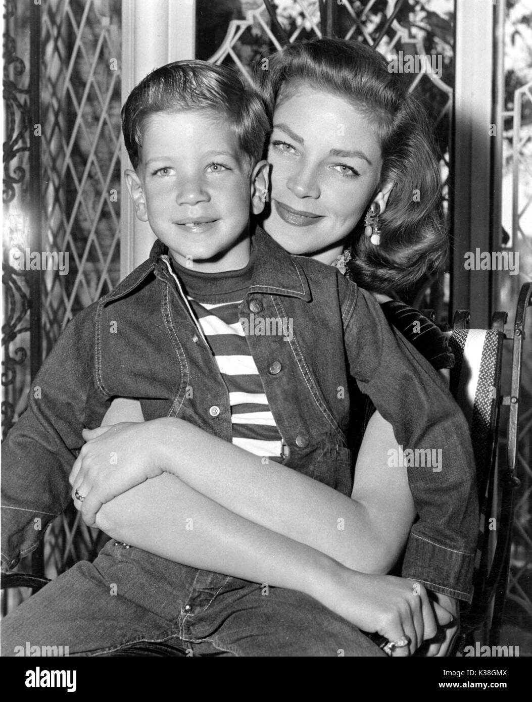 LAUREN BACALL WITH SON STEPHEN Stock Photo