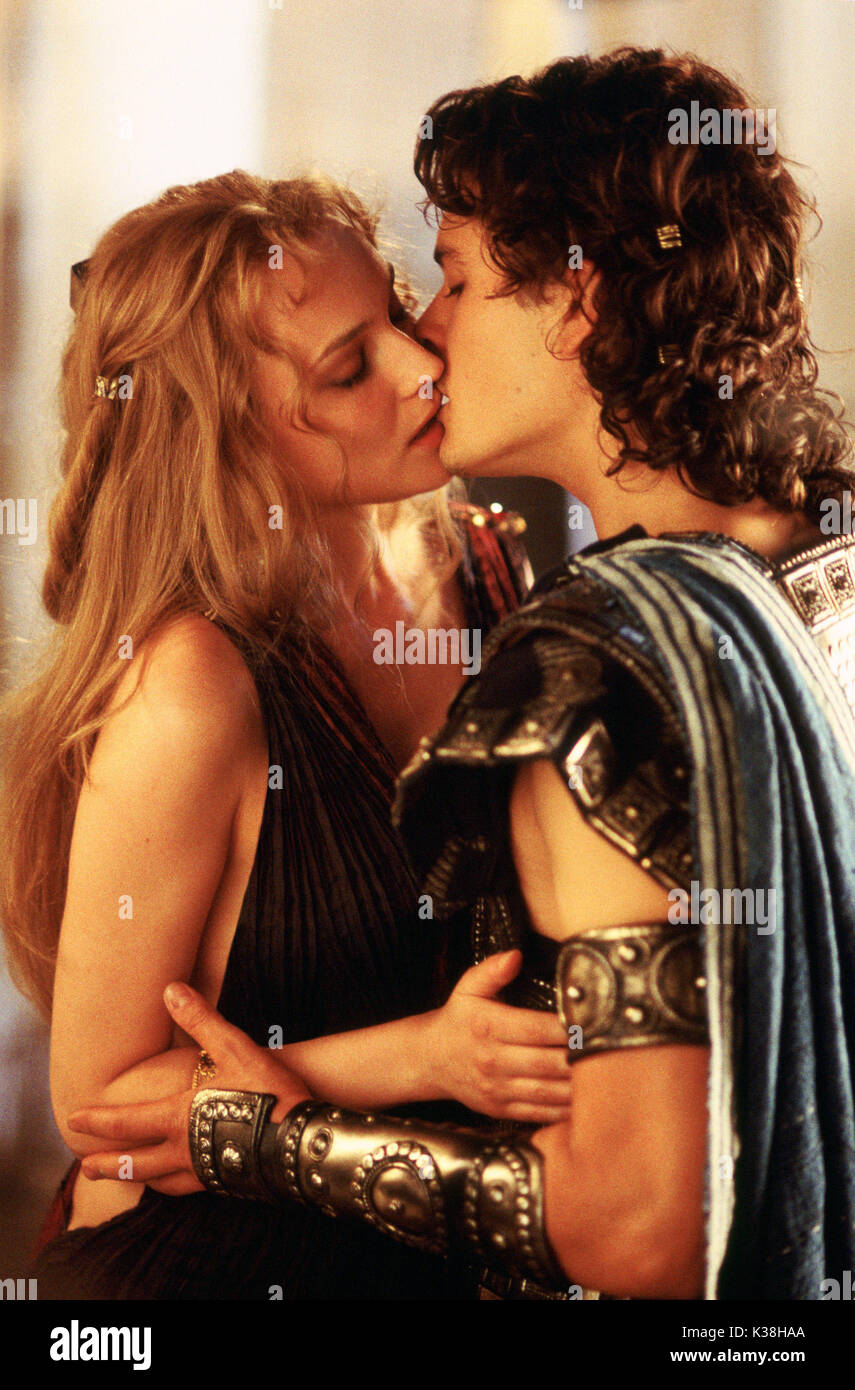 DIANE KRUGER as 'Helen' and ORLANDO BLOOM as 'Paris' in Warner Bros. Pictures' epic action adventure Troy, also starring Brad Pitt and Eric Bana.  PHOTOGRAPHS TO BE USED SOLELY FOR ADVERTISING, PROMOTION, PUBLICITY OR REVIEWS OF THIS SPECIFIC MOTION PICTURE AND TO REMAIN THE PROPERTY OF THE STUDIO. NOT FOR SALE OR REDISTRIBUTION.    TROY [US 2004]  DIANE KRUGER, ORLANDO BLOOM DIANE KRUGER as 'Helen' and ORLANDO BLOOM as 'Paris' in Warner Bros. Pictures' epic action adventure Troy, also starring Brad Pitt and Eric Bana.  PHOTOGRAPHS TO BE USED SOLELY FOR ADVERTISING, PRO Stock Photo