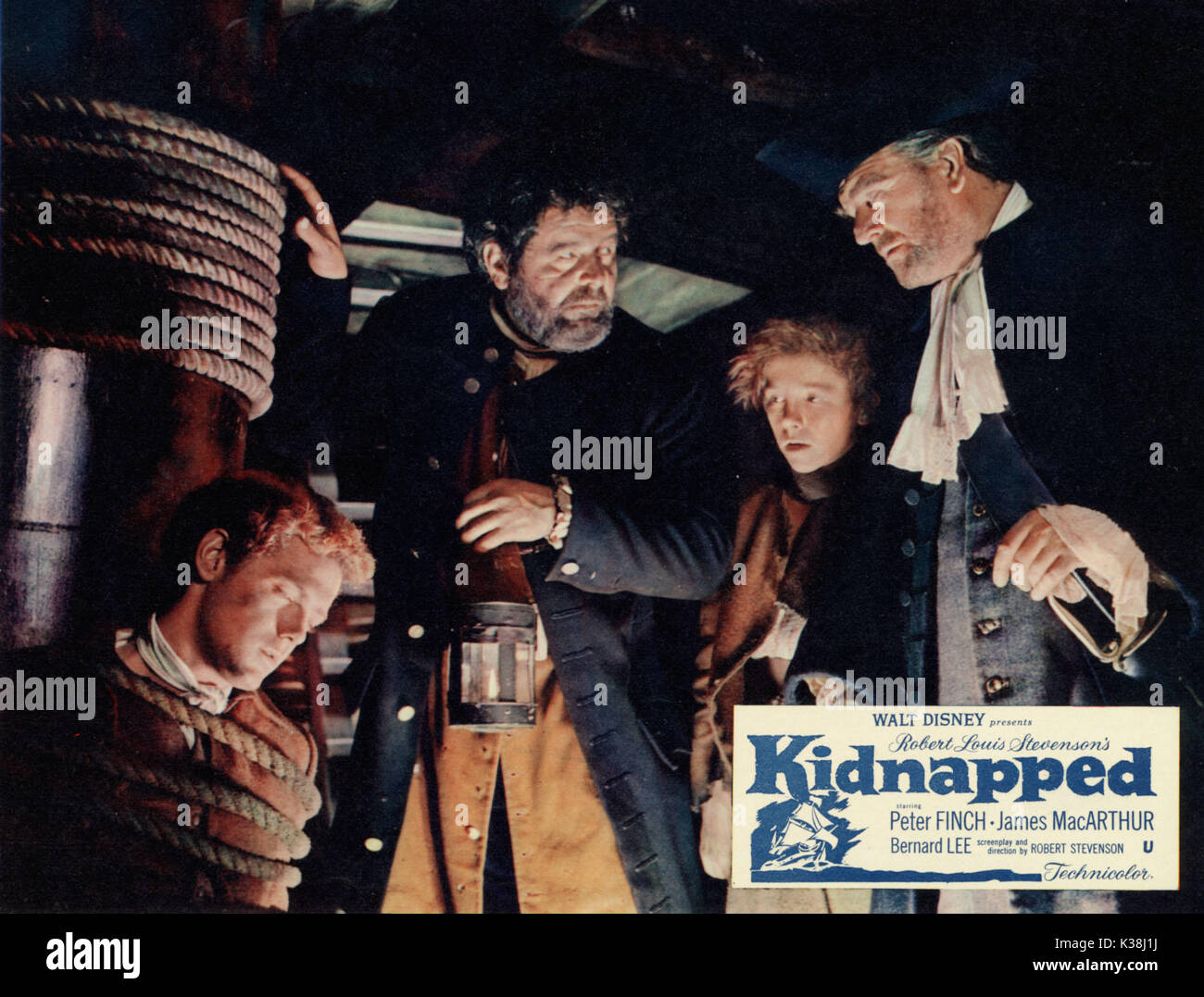 KIDNAPPED JAMES MacARTHUR, NIALL MacGINNIS, JOHN PIKE, BERNARD LEE     Date: 1960 Stock Photo