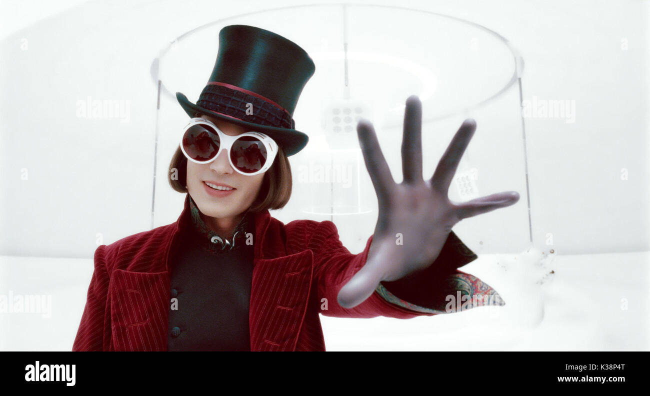 CHARLIE AND THE CHOCOLATE FACTORY JOHNNY DEPP as Willy Wonka PHOTOGRAPHS TO  BE USED SOLELY FOR ADVERTISING, PROMOTION, PUBLICITY OR REVIEWS OF THIS  SPECIFIC MOTION PICTURE AND TO REMAIN THE PROPERTY OF