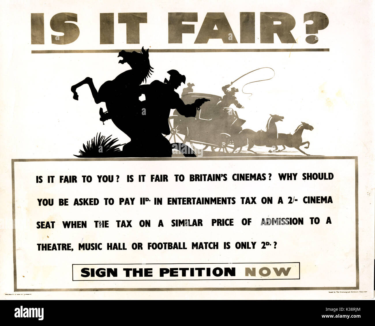 ENTERTAINMENT TAX POSTER LATE 1940s / 1950s Stock Photo
