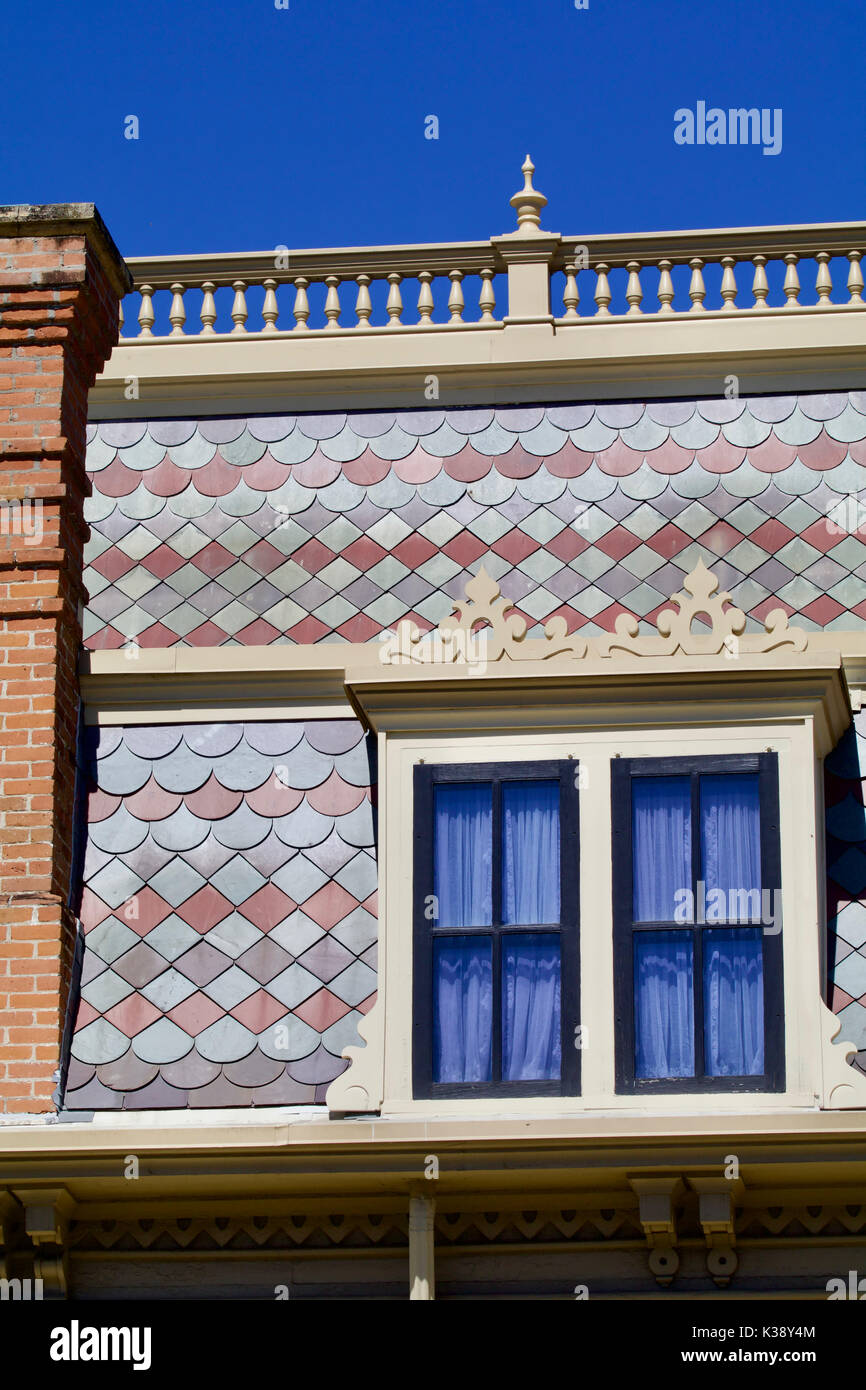 Nineteenth century house facade and decorative trim Stock Photo