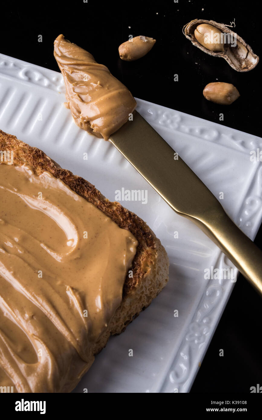 Peanut Butter Toast Stock Photo Alamy