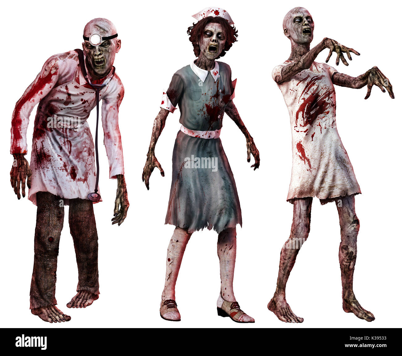 Zombies in hospital clothes Stock Photo