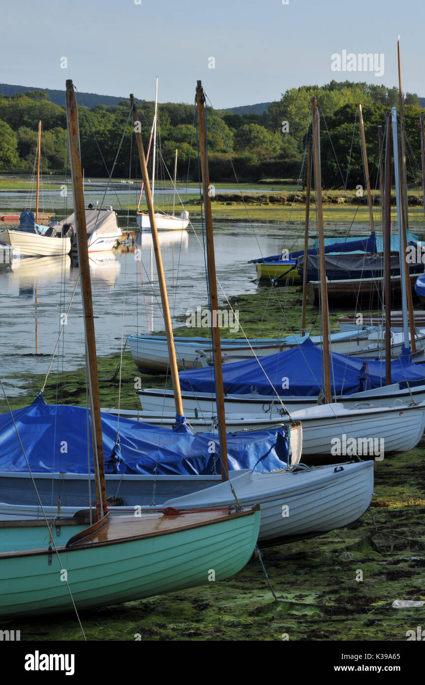 yachts and dinghies moored in the quiet waters of newtown creek