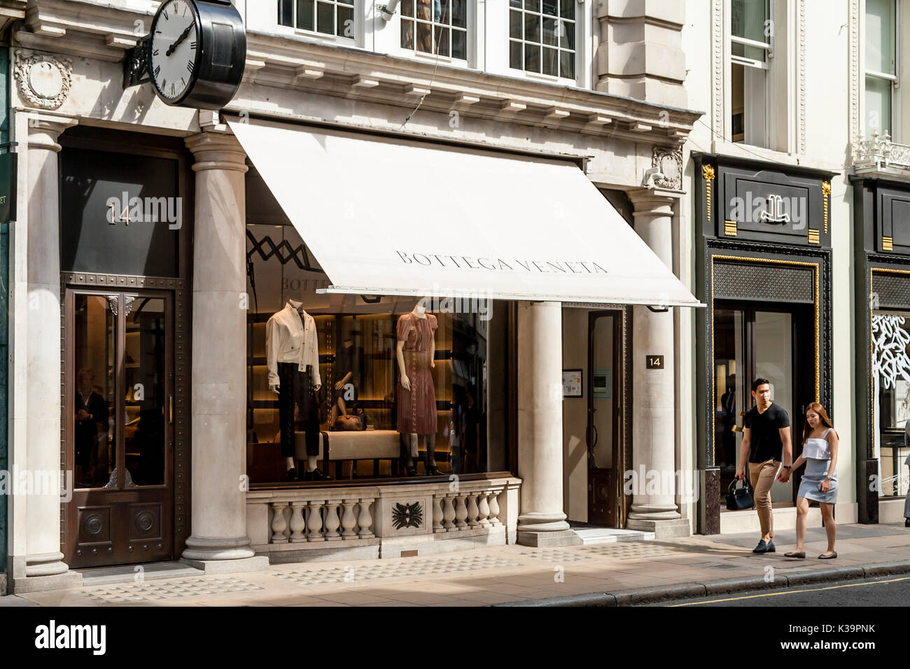 The Exterior Of Bottega Veneta Leather Goods and Fashion Store, Old Bond Street, London, UK Stock Photo