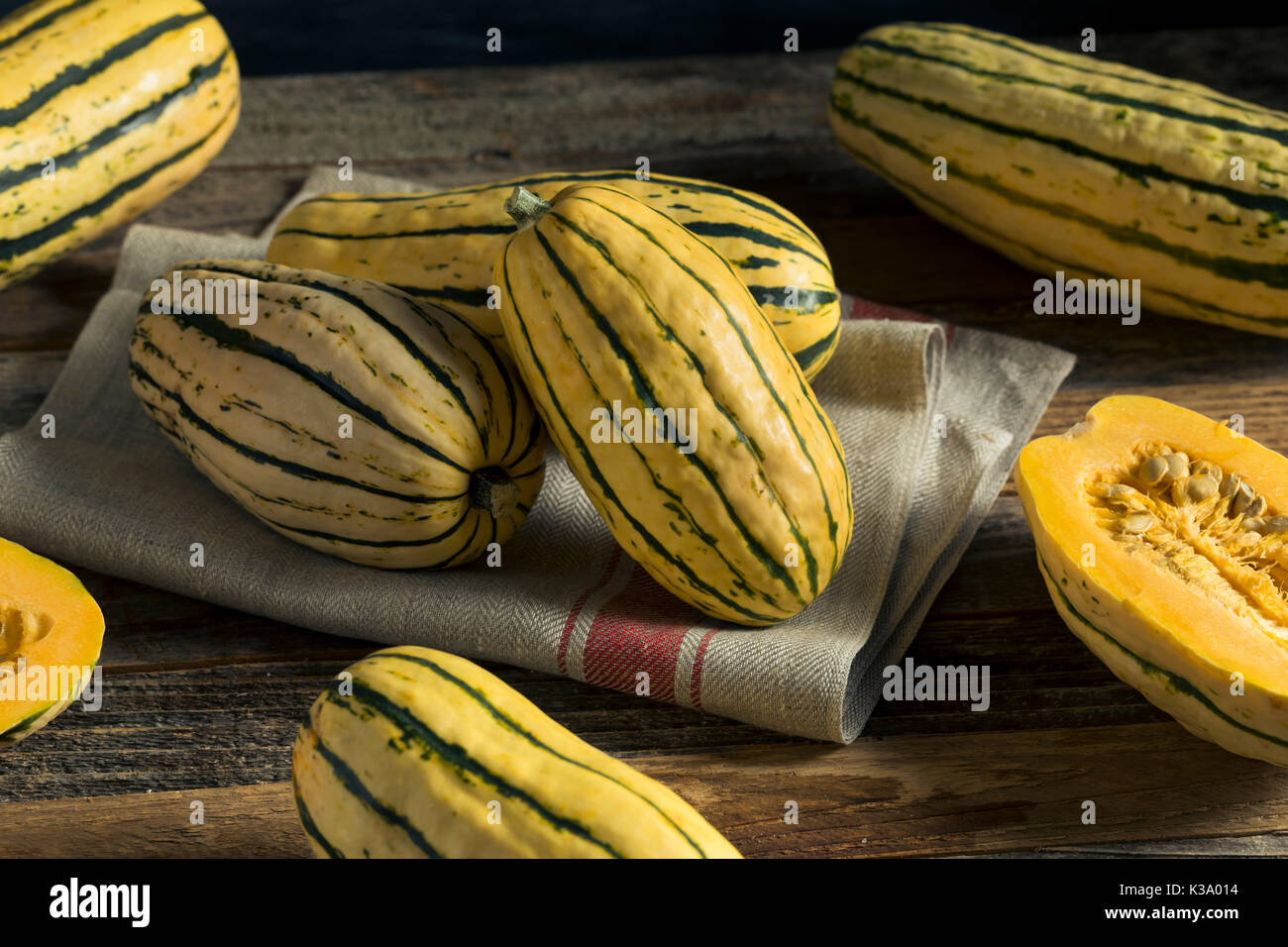 Raw Organic Delicata Squash Ready to Cook With Stock Photo