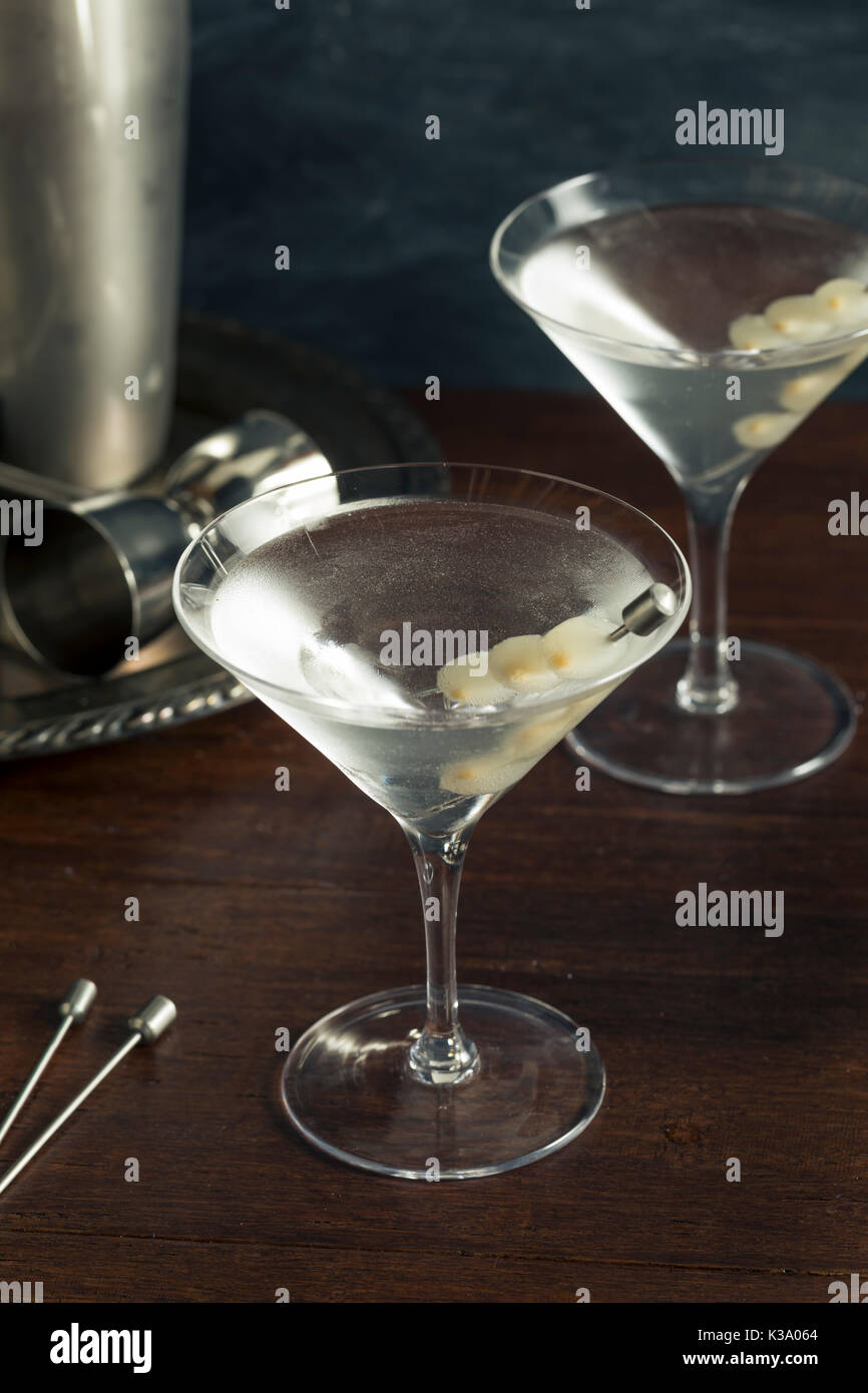 Homemade Boozy Gibson Martini with Cocktail Onions Stock Photo