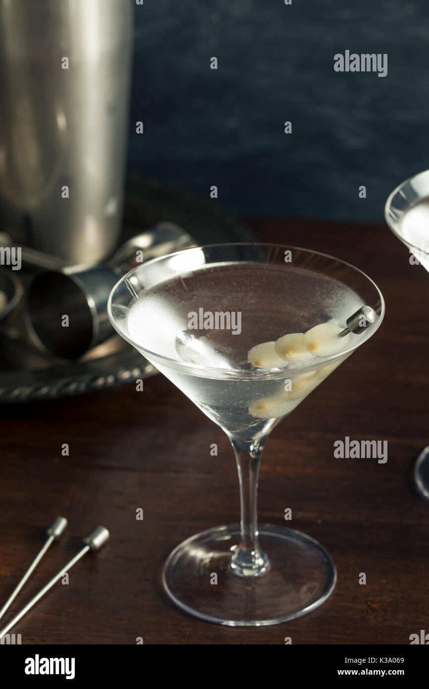 Homemade Boozy Gibson Martini with Cocktail Onions Stock Photo