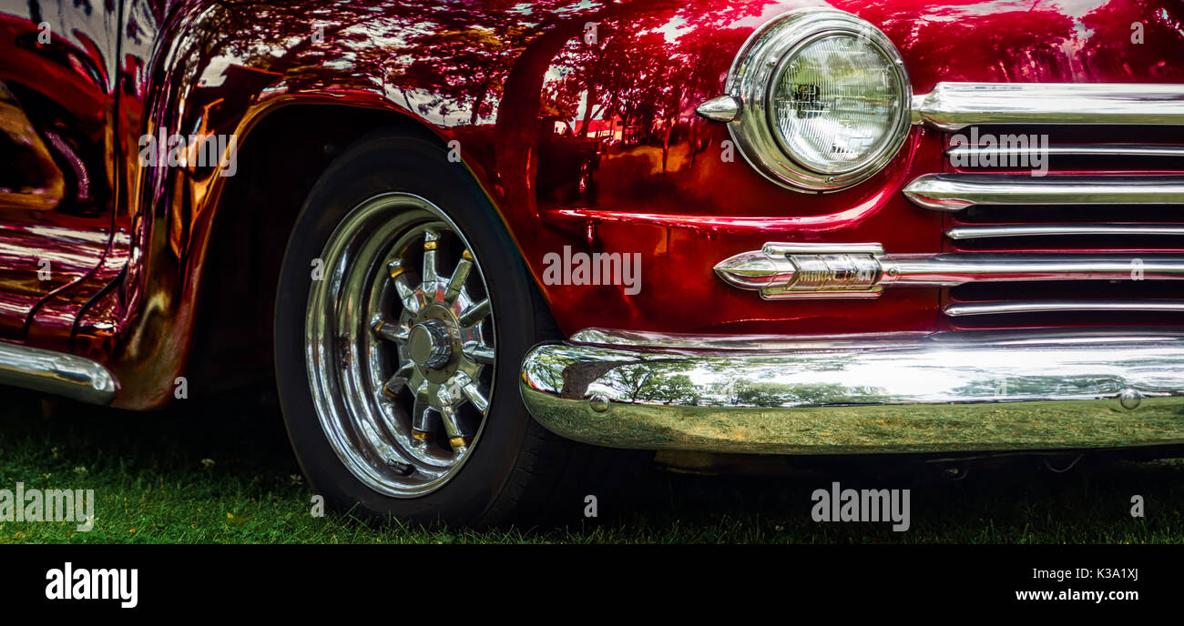 A classic American car from the 1940’s at a Wisconsin car show Stock