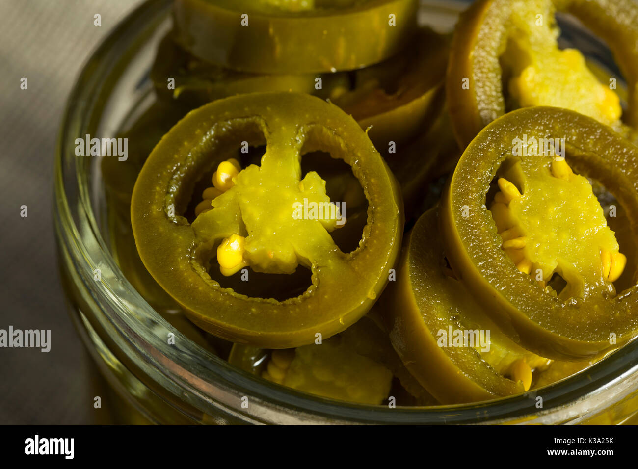 Green Organic Pickled Jalapenos in a Jar Stock Photo Alamy