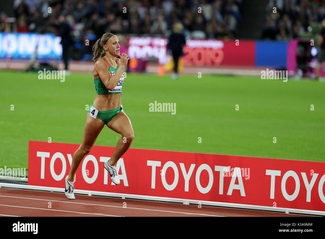 Xénia KRIZSÁN (Hungary) competing in the Heptathlon 800m Heat 2 at the 2017, IAAF World Championships, Queen Elizabeth Olympic Park, Stratford, London, UK. Stock Photo