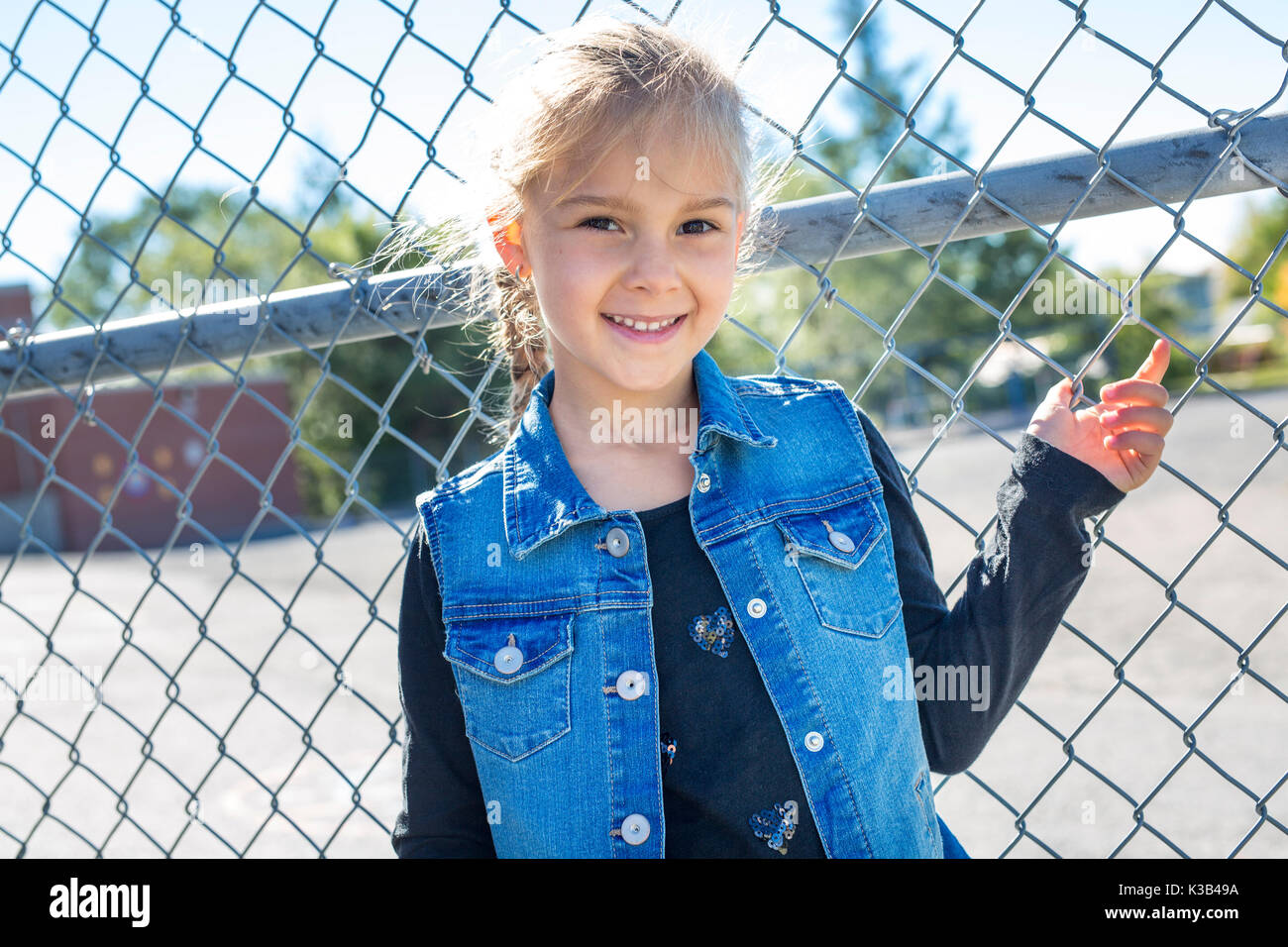 elementary student going back to school Stock Photo