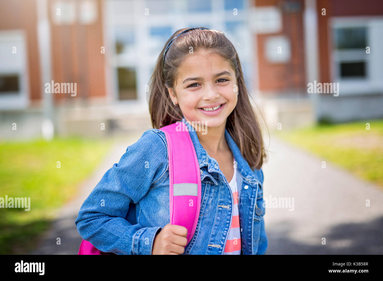 elementary student going back to school Stock Photo