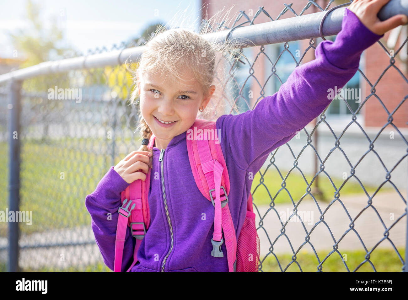 elementary student going back to school Stock Photo