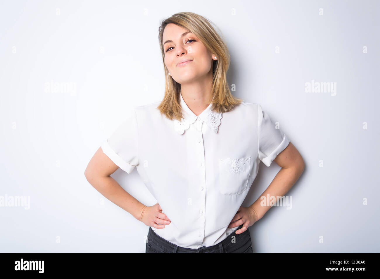 Blond mature woman thinking hi-res stock photography and images - Alamy