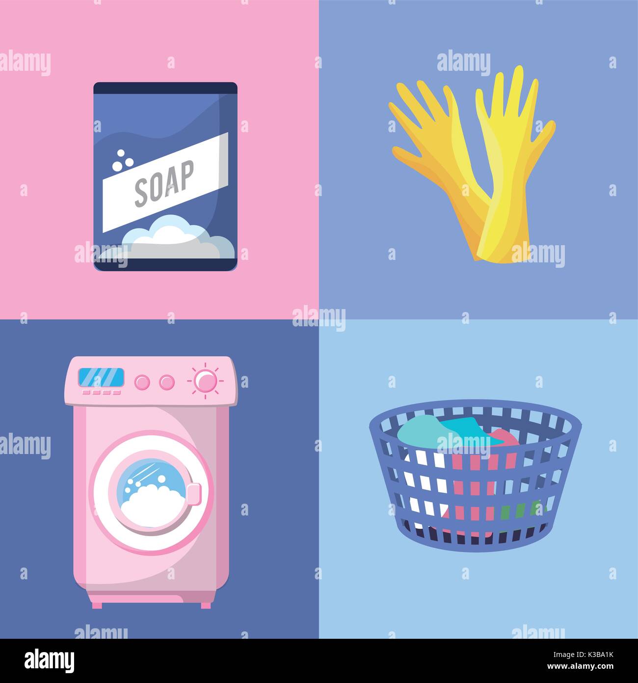 set laundry equipment to washing the clothes Stock Vector Image & Art