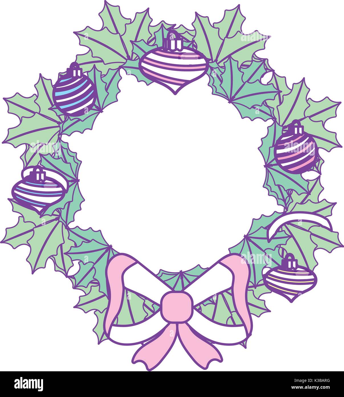 christmas wreath garland with christmas design Stock Vector