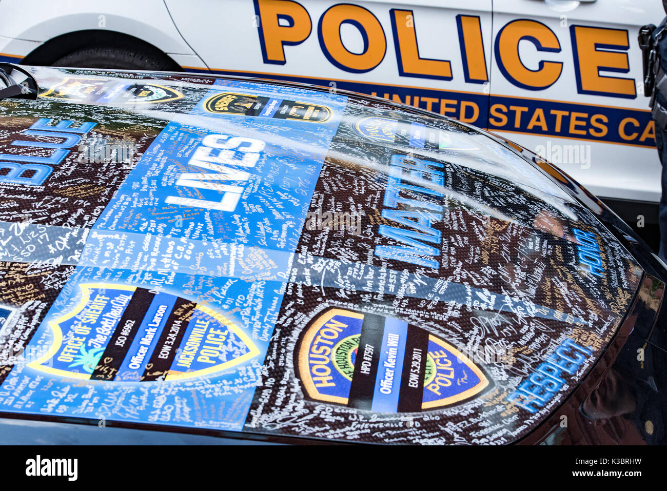 National Police Memorial, Blue Lives Matter, Patriots, First Responders, Capitol of Washington DC. Stock Photo