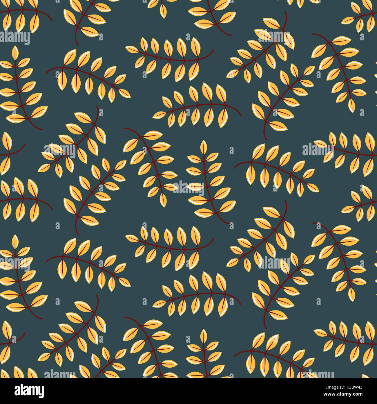 Autumn yellow fall withered leaves seamless pattern. Stock Vector