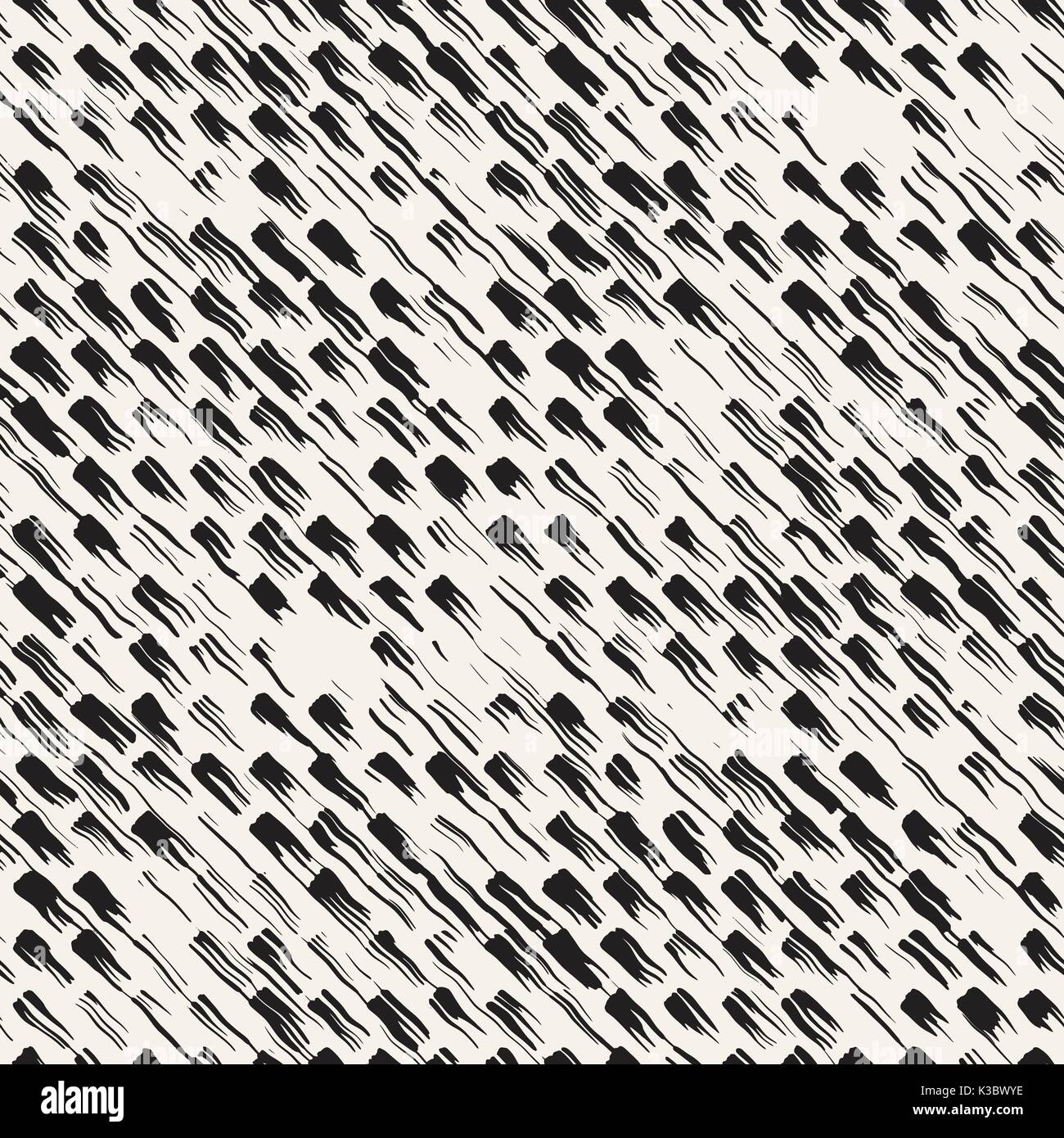 Vector seamless pattern with brush stripes and strokes. Black and white ...