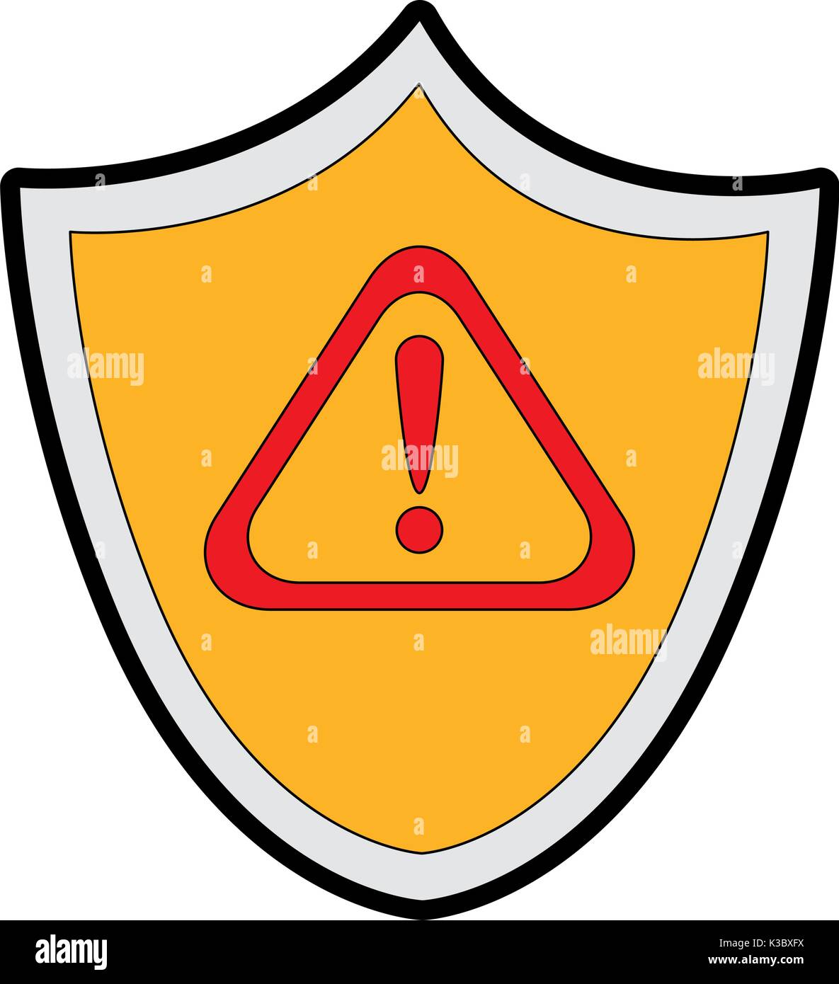 Shield Security With Alert Symbol Vector Illustration Design Stock