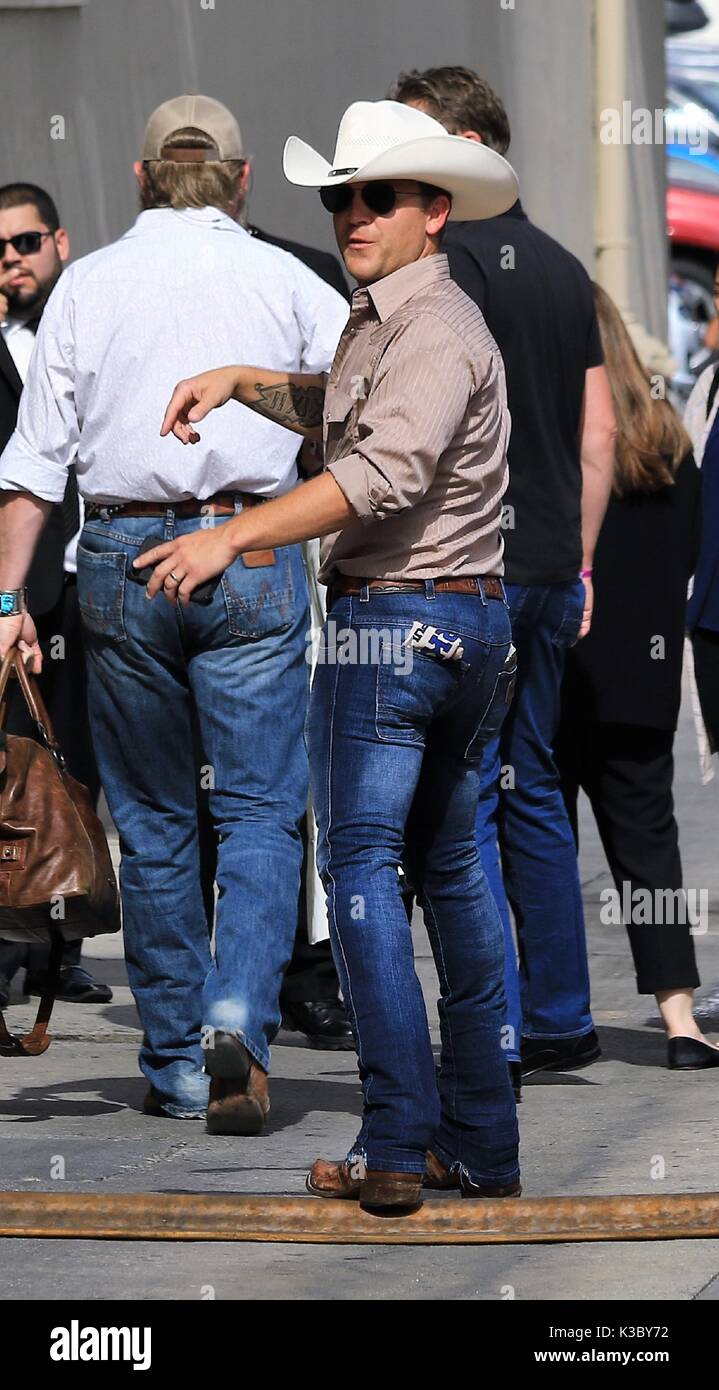 Justin Moore arrives at the Jimmy Kimmel studio for an appearance