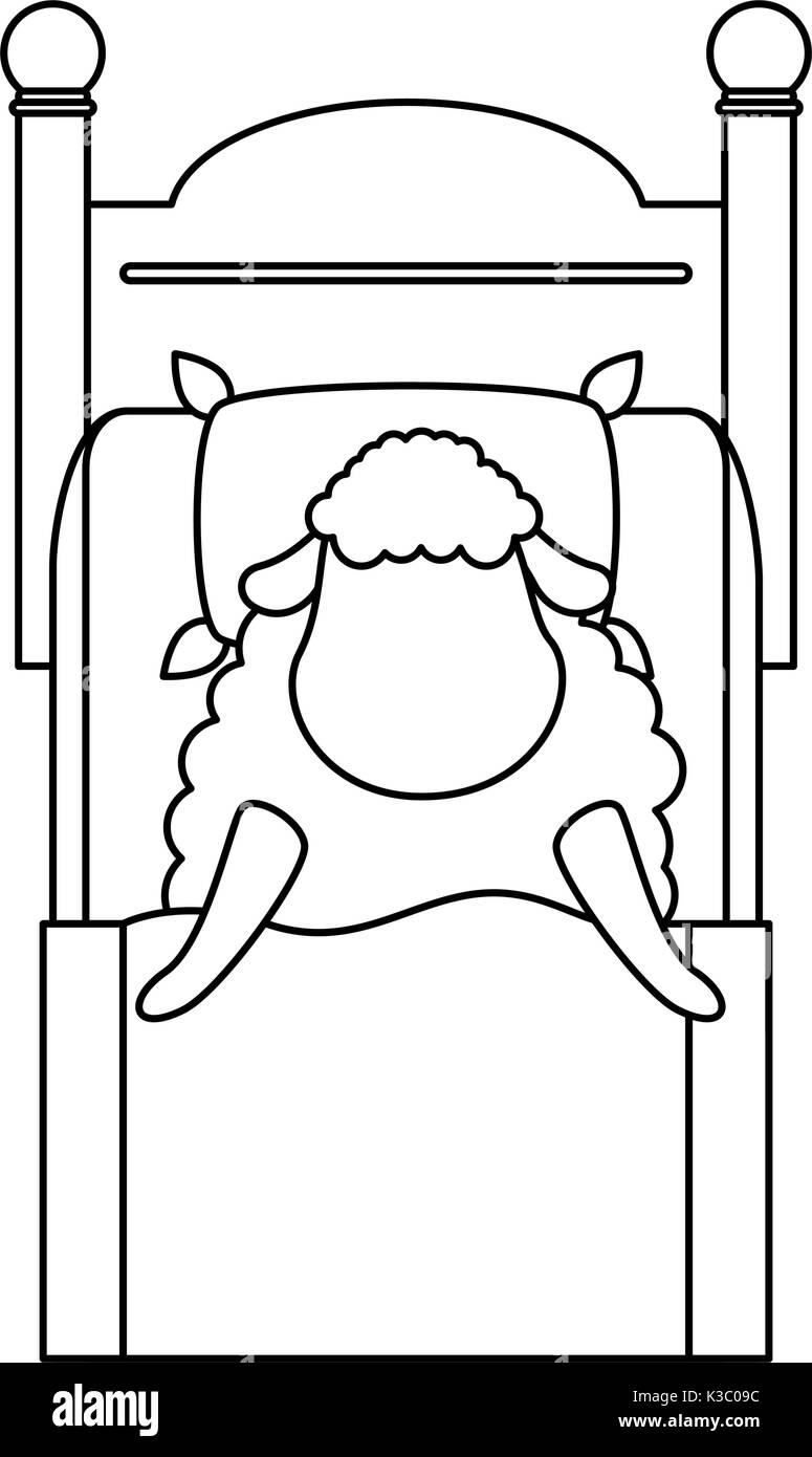 cute sheep sleeping on bed Stock Vector Image & Art - Alamy