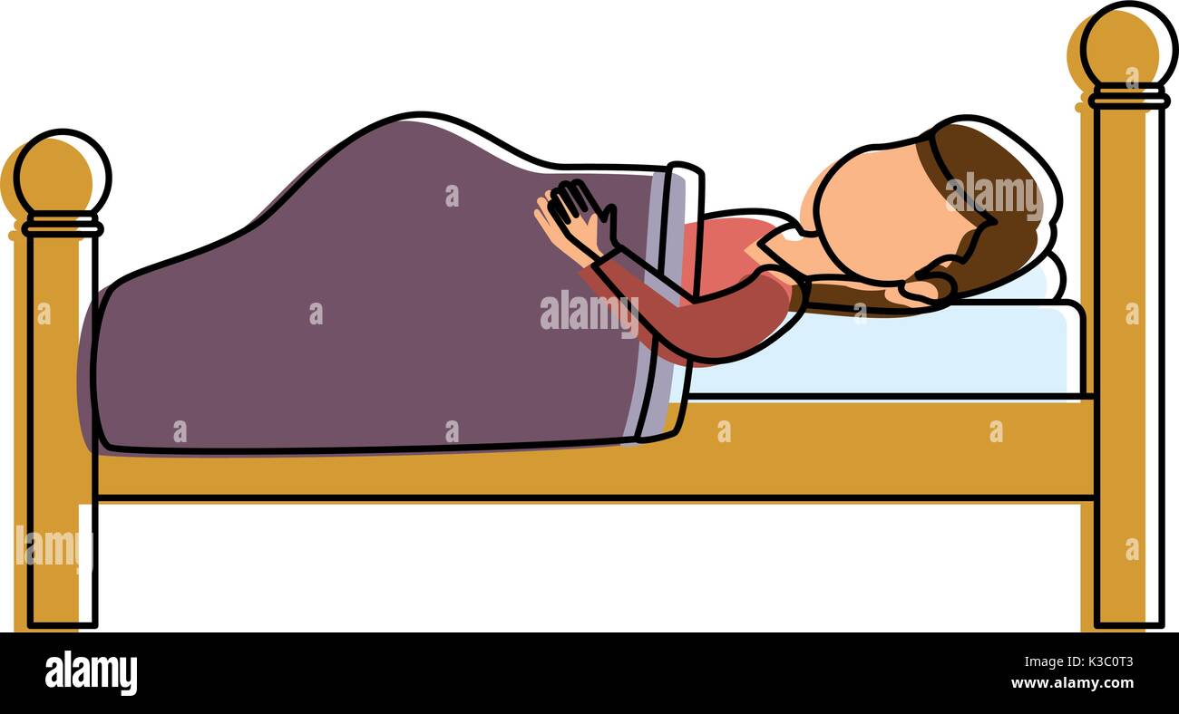 woman sleeping on the bed Stock Vector Image & Art - Alamy