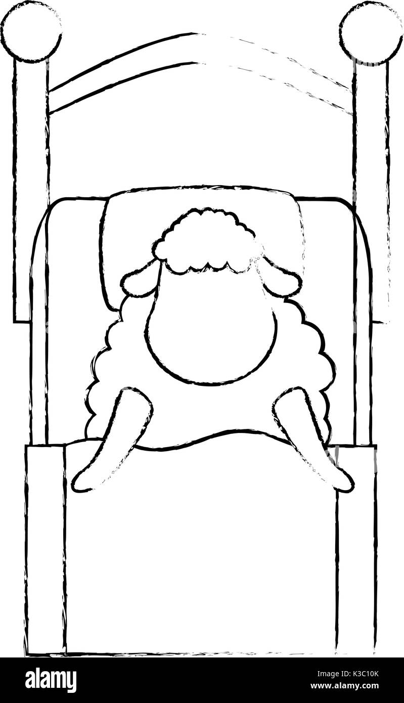cute sheep sleeping on bed Stock Vector Image & Art - Alamy