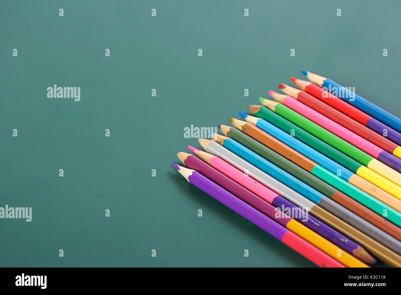 colorful pencil on writing board Stock Photo - Alamy