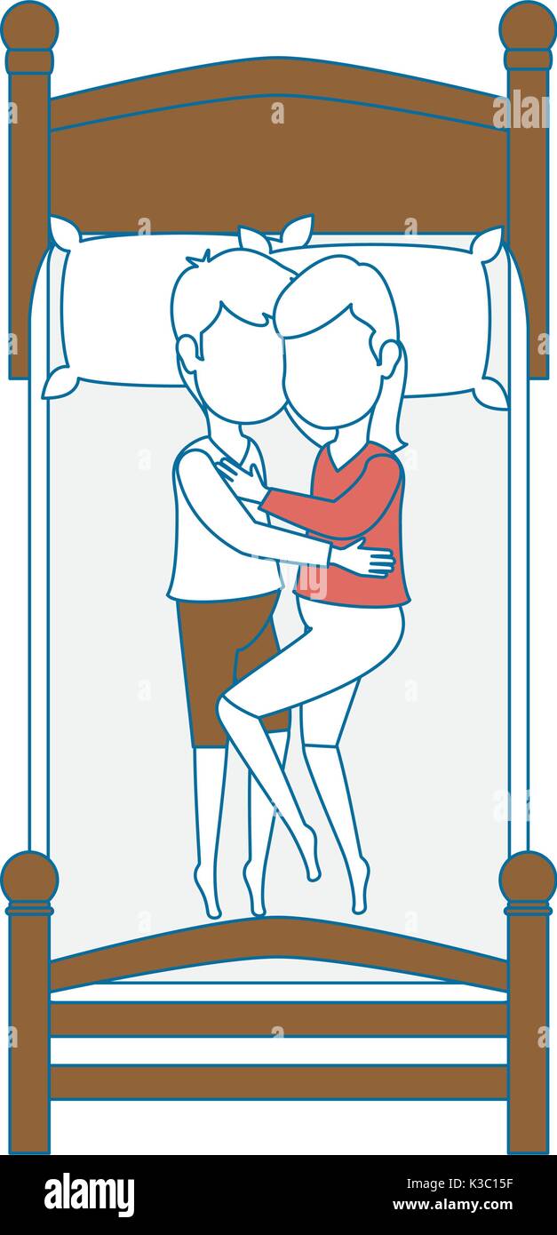 couple sleeping on the bed Stock Vector