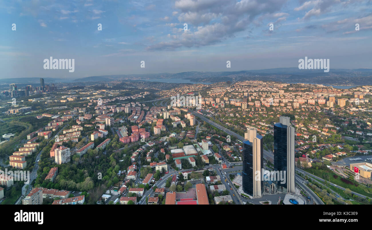 Istanbul city view from Istanbul Sapphire skyscraper overlooking the Bosphorus before sunset, Istanbul, Turkey Stock Photo