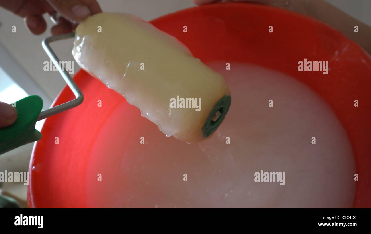 applying Wallpaper paste to the wall with a roller,preparation for wallpapering Stock Photo - Alamy applying Wallpaper paste to the wall with a roller,preparation for wallpapering Stock Photo - Alamy