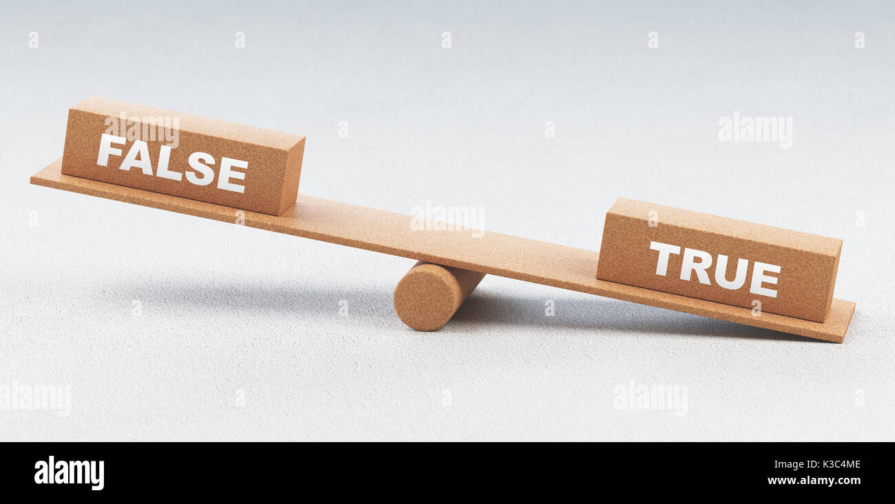 True or false on balance, words, 3d render illustration Stock Photo