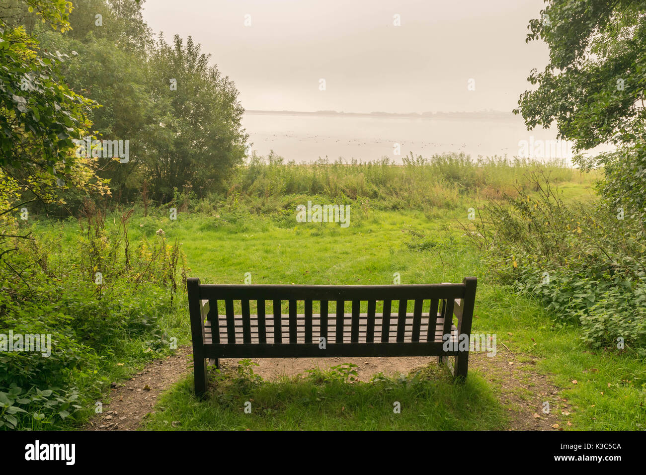 Autumn morning mist observation in Draycote Waters, Coventry, United Kingdom. Stock Photo