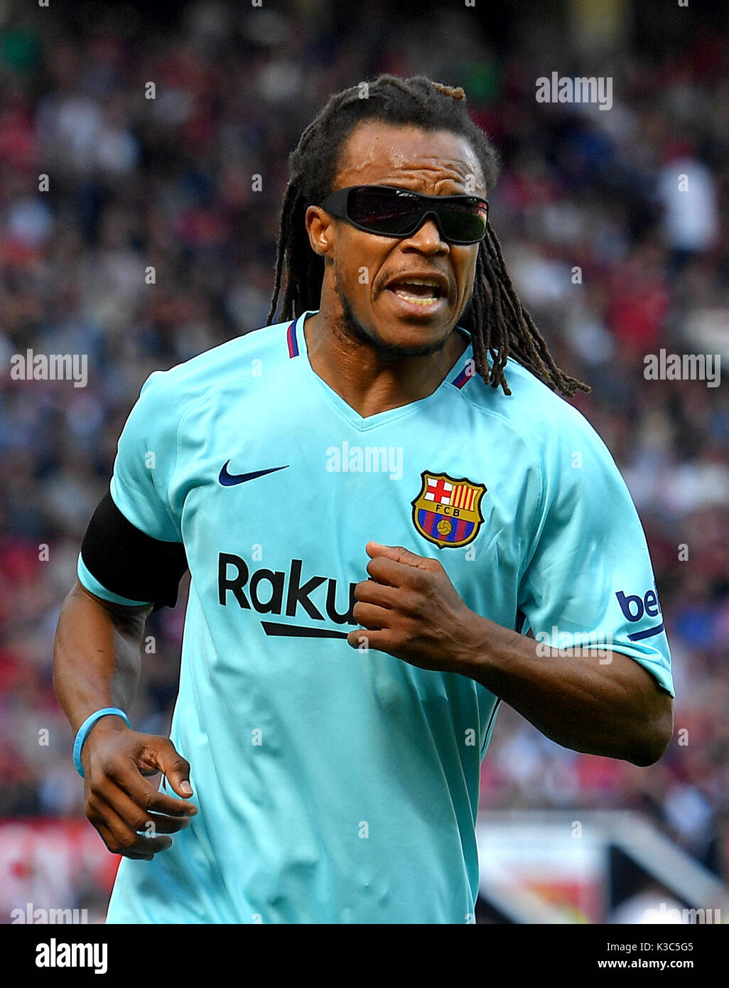 Barcelona's Edgar Davids during the legends match at Old Trafford, Manchester. Stock Photo
