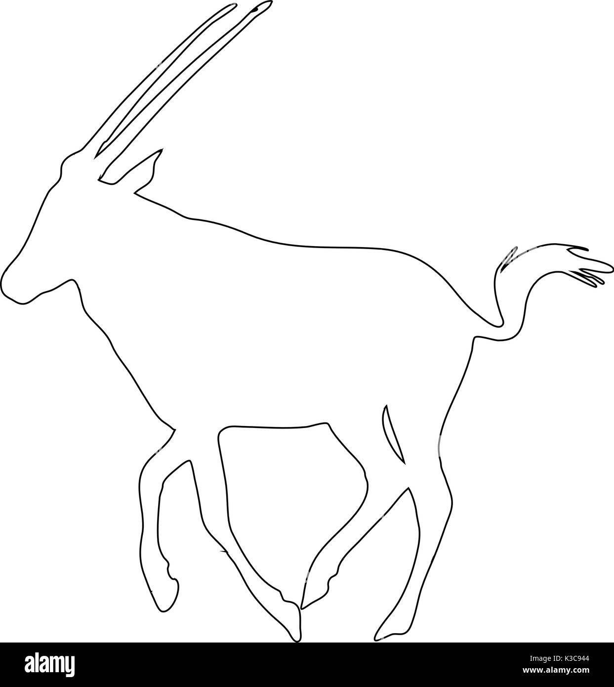 Outline of an african Oryx Stock Vector