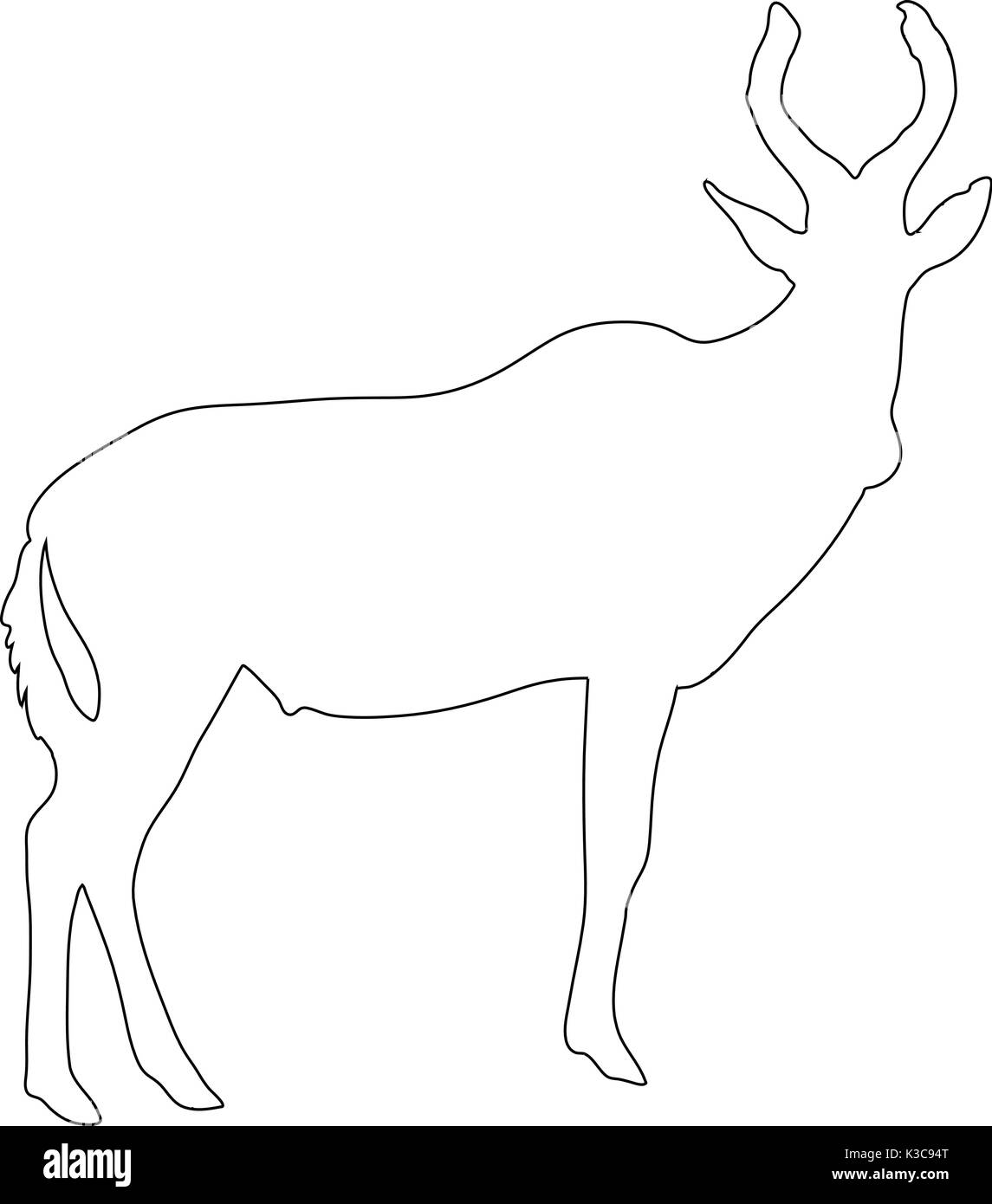 Outline of an african red hartebeest Stock Vector