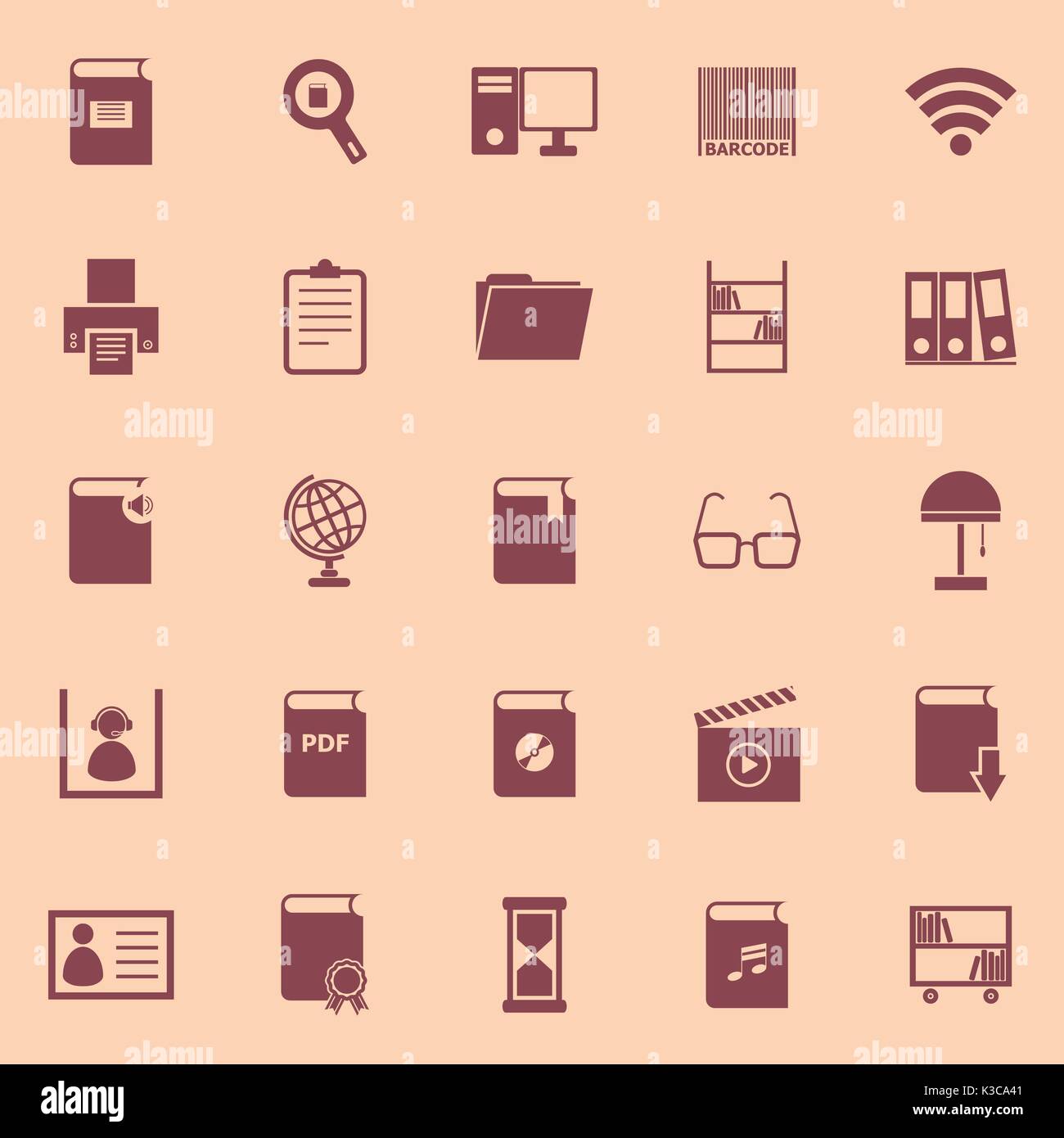 Library color icons on orange background, stock vector Stock Vector ...