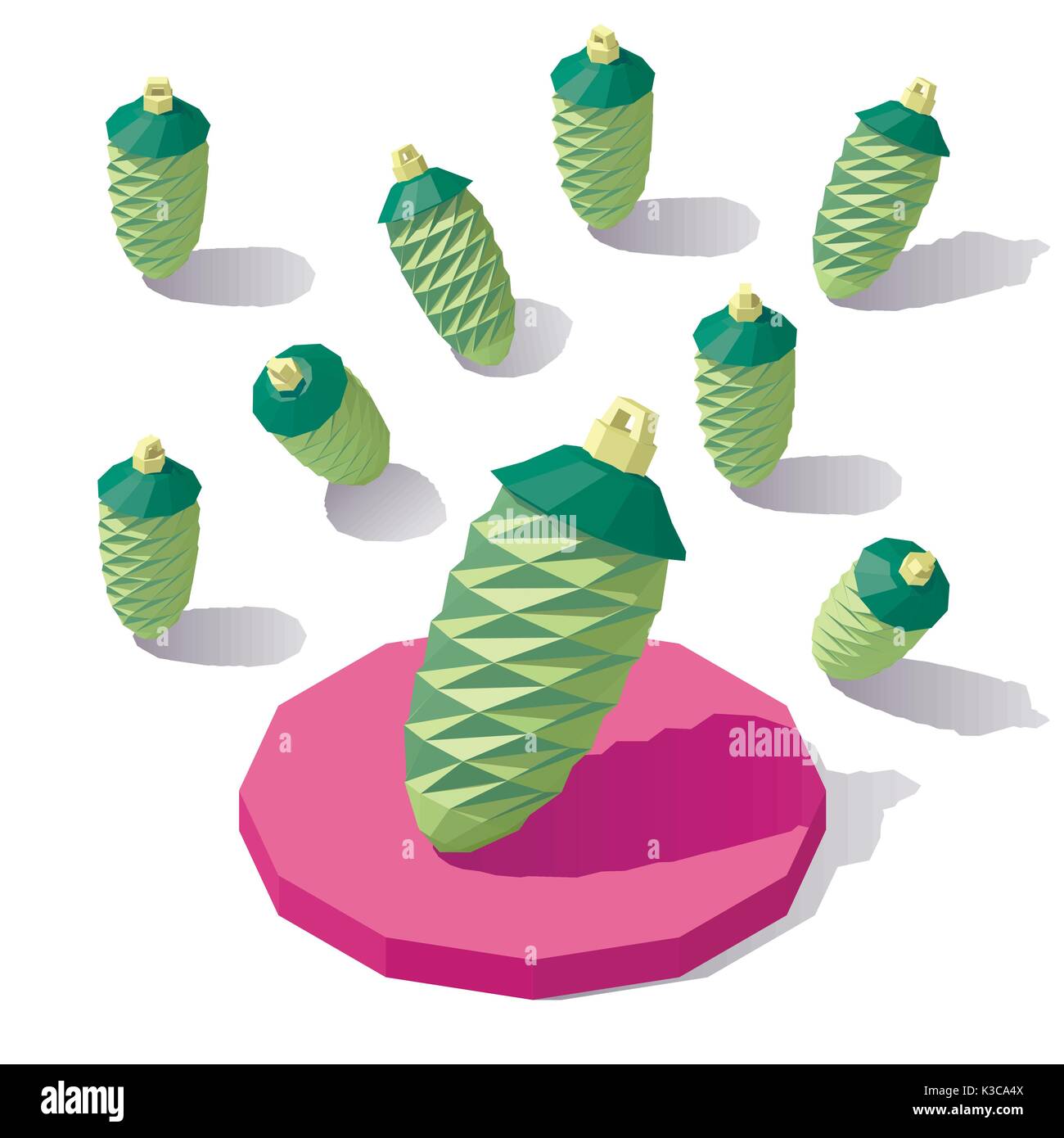 Isometric lowpoly fir cone Stock Vector