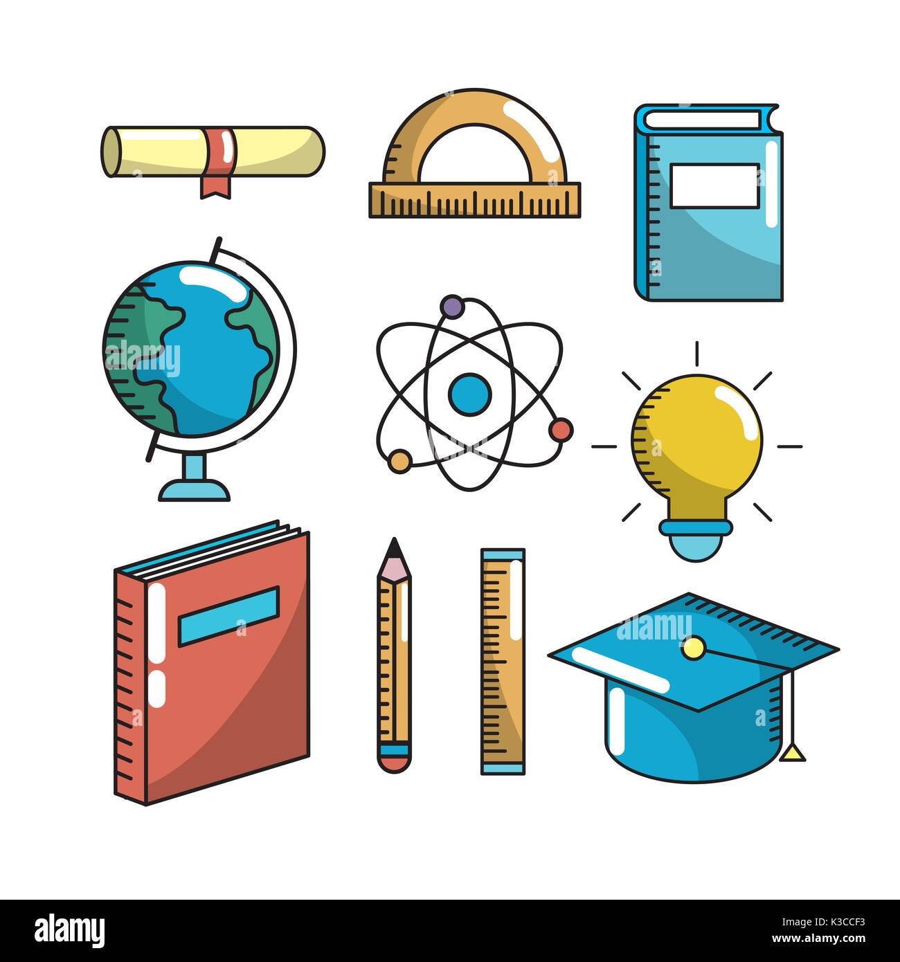 set school utensils to education knowledge Stock Vector Image & Art - Alamy