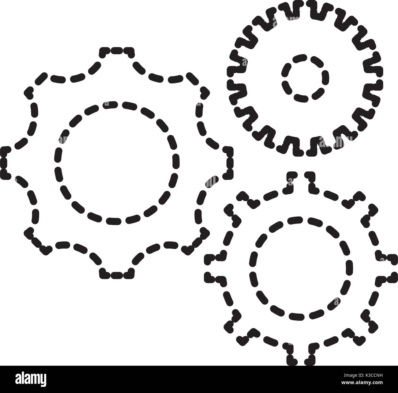 dotted shape gears engineering industry process technology Stock Vector ...