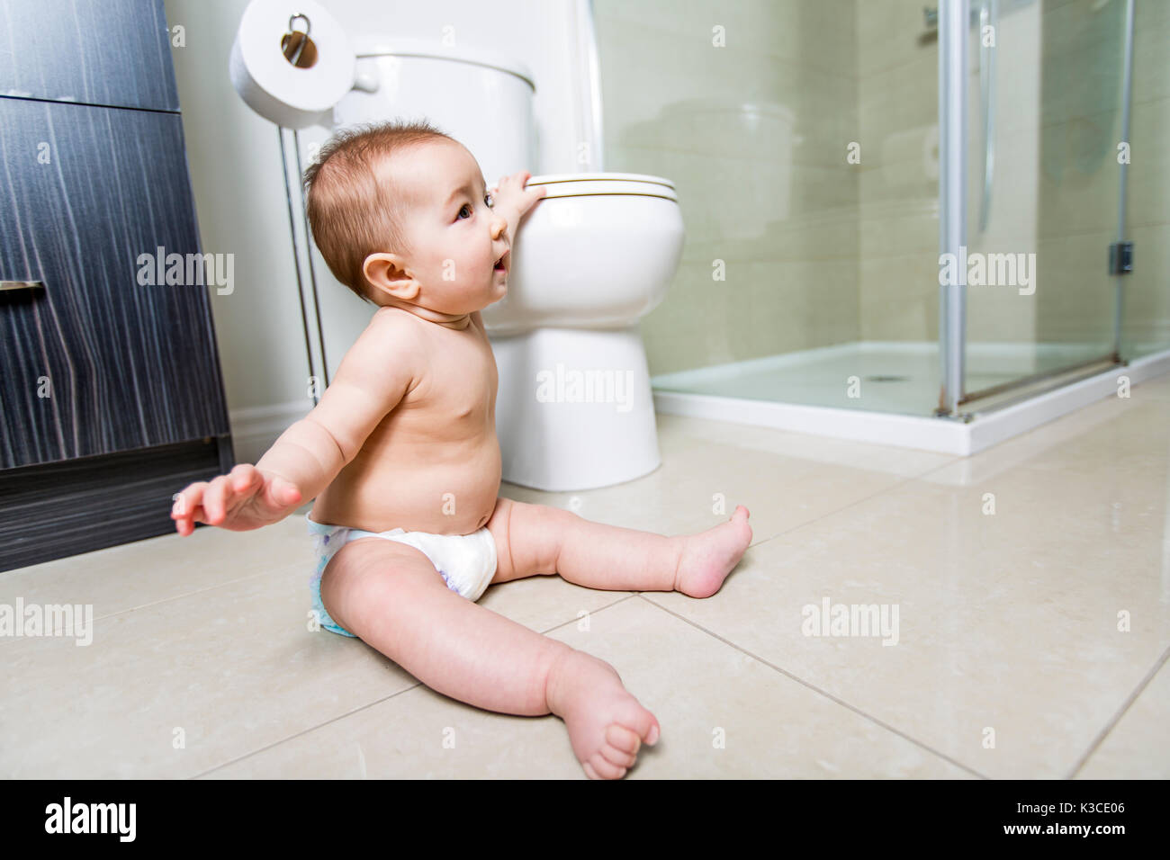 Toddler baby toilet in bathroom Stock Photo Alamy